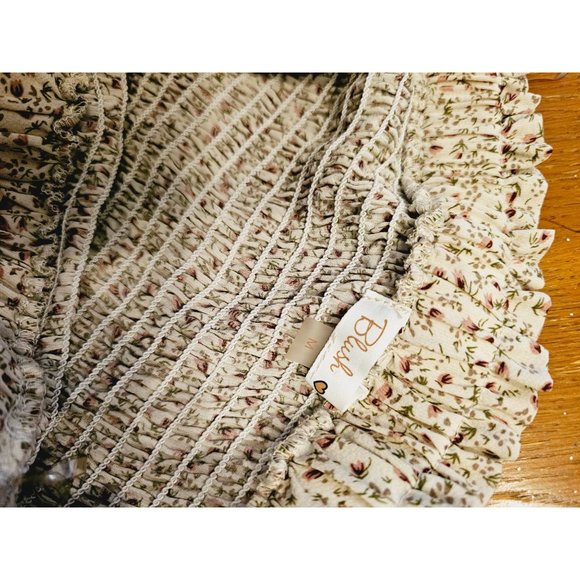 Blush scrunch mini skirt size Medium ruffle hem floral print - Picture 6 of 8